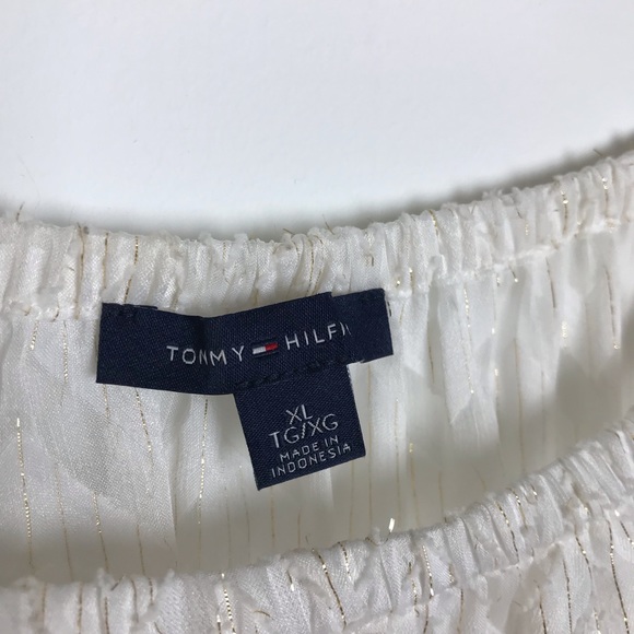 TOMMY HILFIGER White Off Shoulder Flowy Blouse - Picture 7 of 8